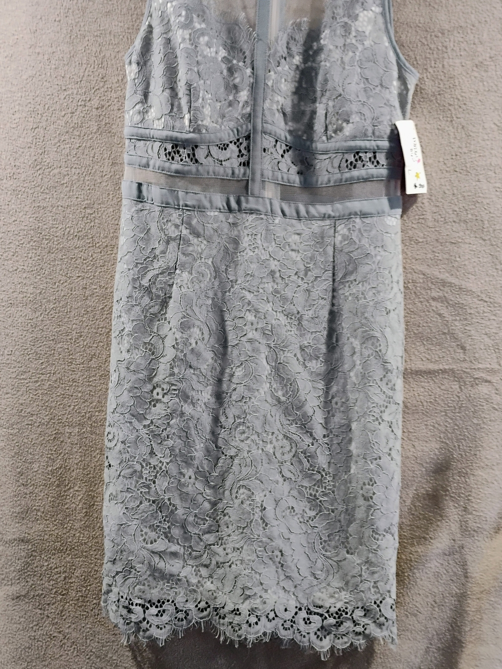 Sleeveless Gray Lace Sheath Dress